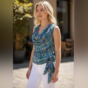 Ramy Brook Drapy Neck Ivory Sleeveless Blouse NWT Size M